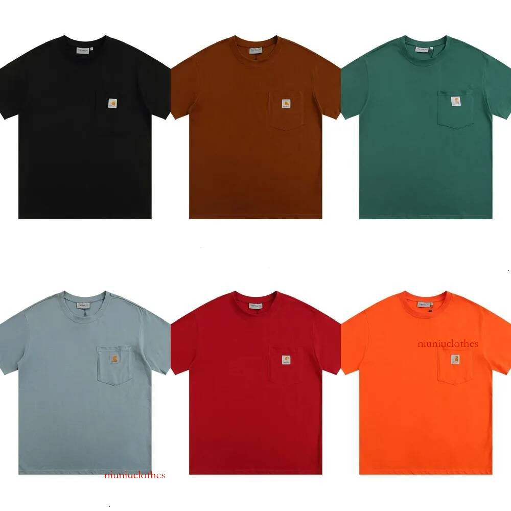 Mens Designer Summer Streetwear Pocket Series Cotton T Shirt Couples Tees Carshartes Fashion Casual Hip Hop Short Sleeve Tshirts