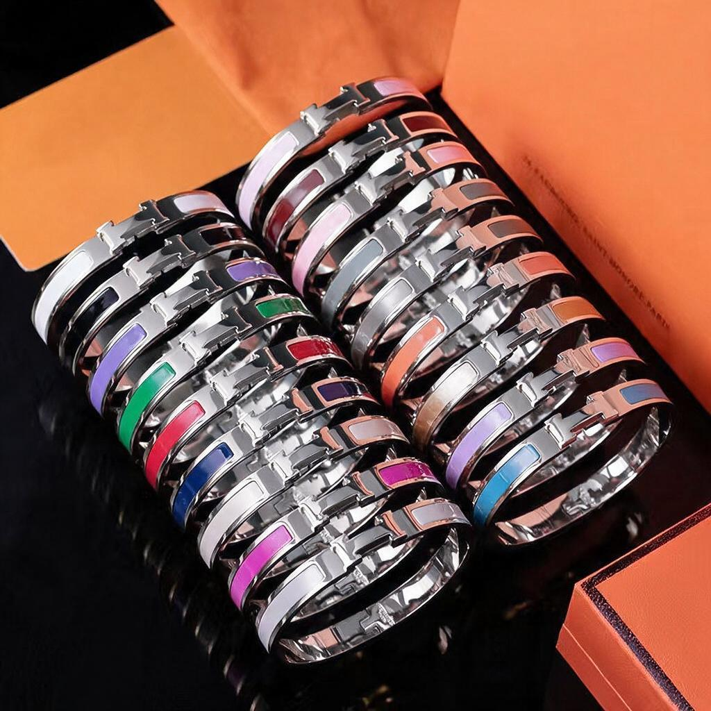 8mm Argent H Bracelet Designer pour Femmes En Acier Inoxydable 316L Bracelet Manchette En Cuir À La Mode Couple Bracelet De Mariage Bijoux De Lux