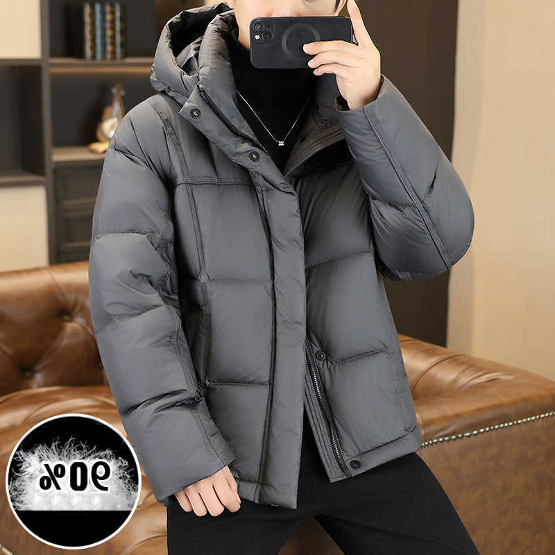 High Parkas Men's Quality Down Men's Warm Hooded 90% White Duck Down Jackets Winter Solid Color Windproof Puffer Coats Outwear Thick Padde