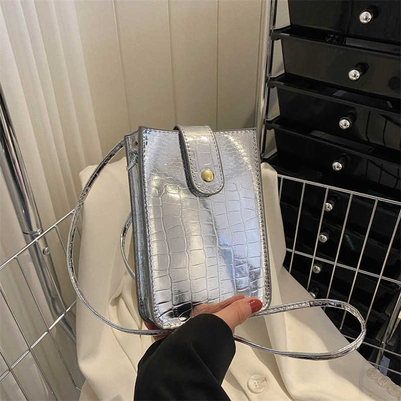 Summer Cross Body 2026 Spring Women Glossy Crocodile Pattern Shoulder Bag Fashion Crossbody Mobile Phone Bag H260922