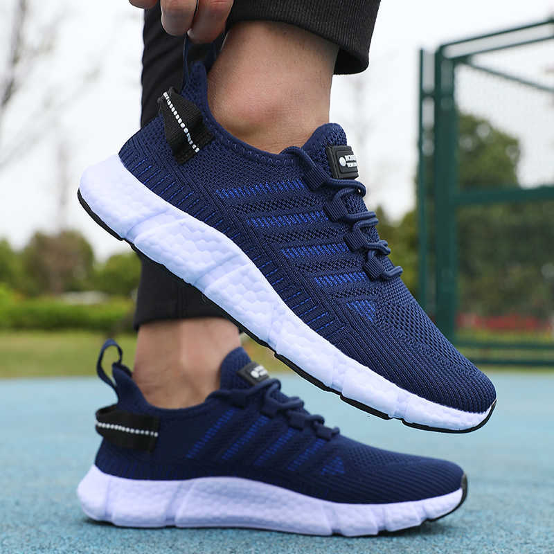 Casual Shoes Lightweight Men's Running Shoes Breathable Mesh Knitted Walking Shoes Summer New Outdoor Exercise Tenis Masculino Sneakers Men D26