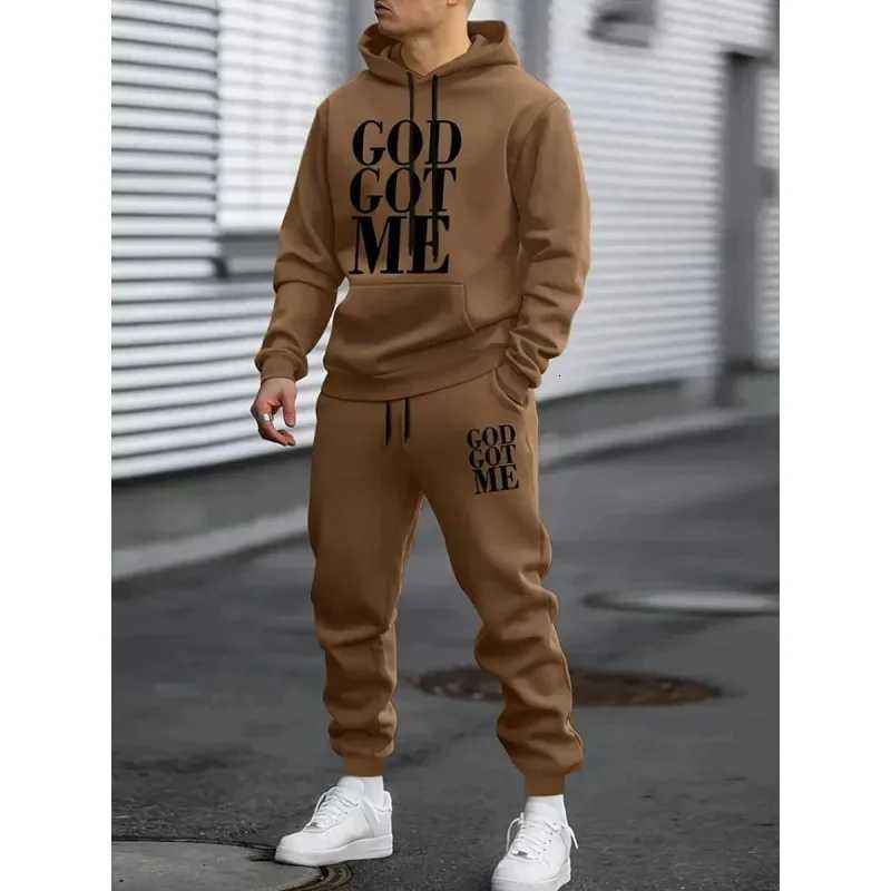 Letter Men's Tracksuits Autumn 3D Printed Hoodie Suit Men Sweatshirts Sweatpants Casual Fashion Two Piece Tracksuit Set Men's Clothing J26
