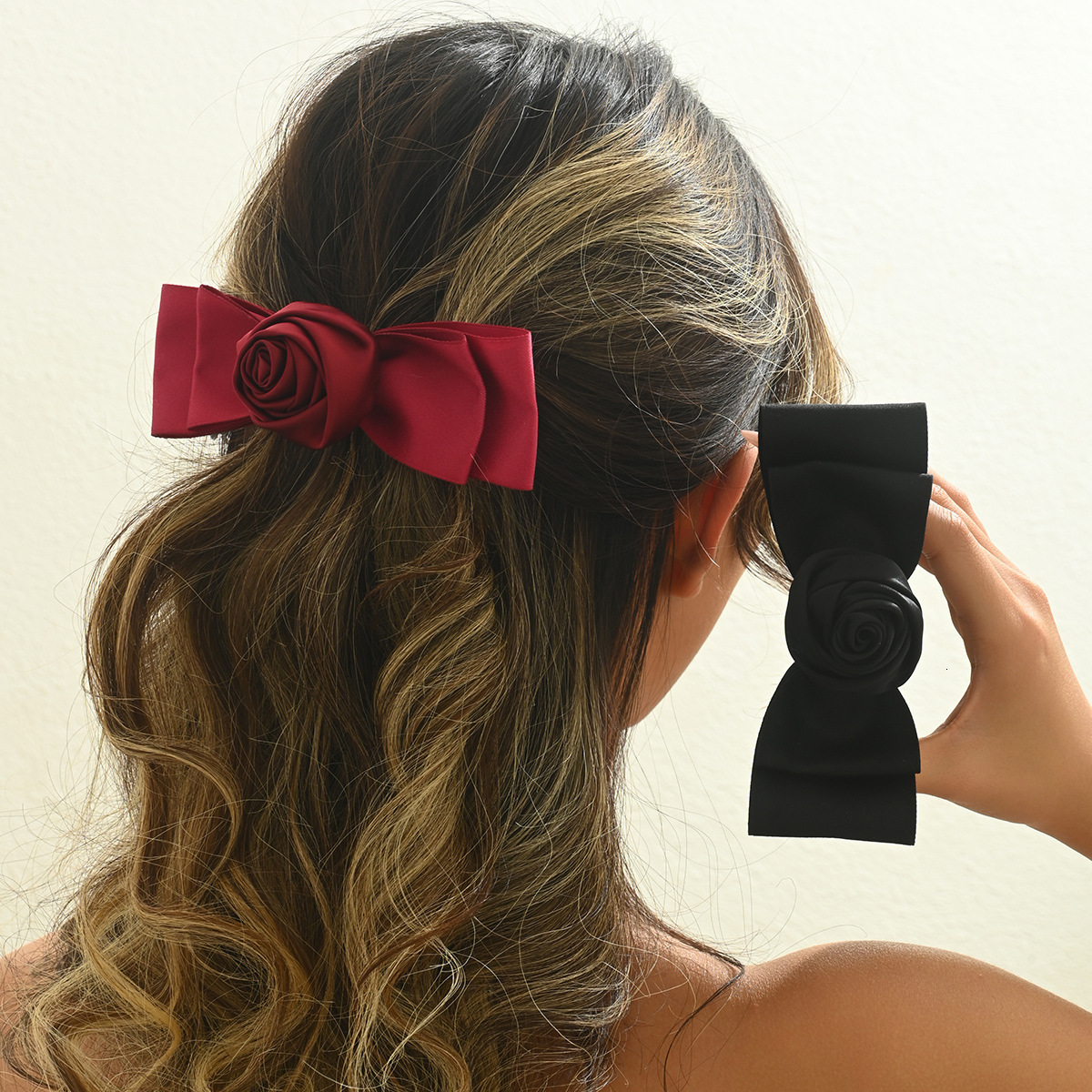 Simple stylish French fabric woven bow hair clip sweet and cute