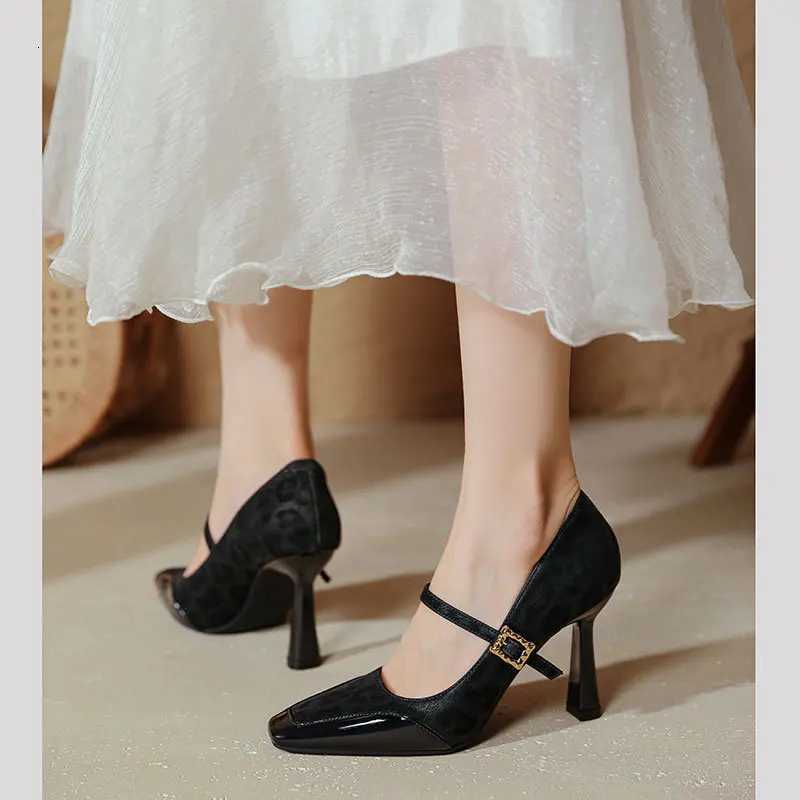 New Spring Dress Shoes Scarpe per Wen Décolleté in pelle Fi Leopard Mary Jane Scarpe con tacco alto Ladies Party Dress Shoes J260922
