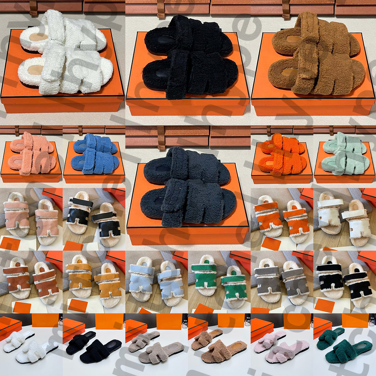 Free Shipping luxury fur furry oran hermeoran women sandles chypre women designer winter slides clogs sandals sandale shoes sandal flip flops d h ga
