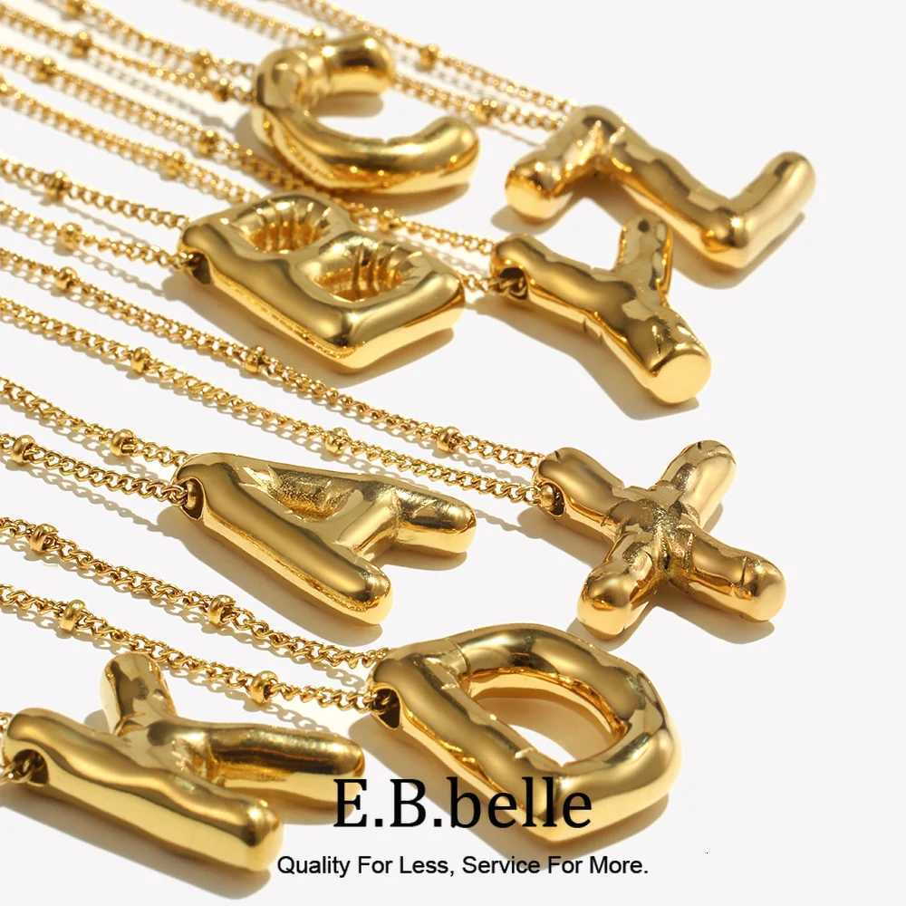 Pendant Necklaces E.B.belle Party Balloon Letter Pendant Necklace Waterproof Silver Color 316L Stainless Steel Decoration 18K Gold Plated Jewelry X2