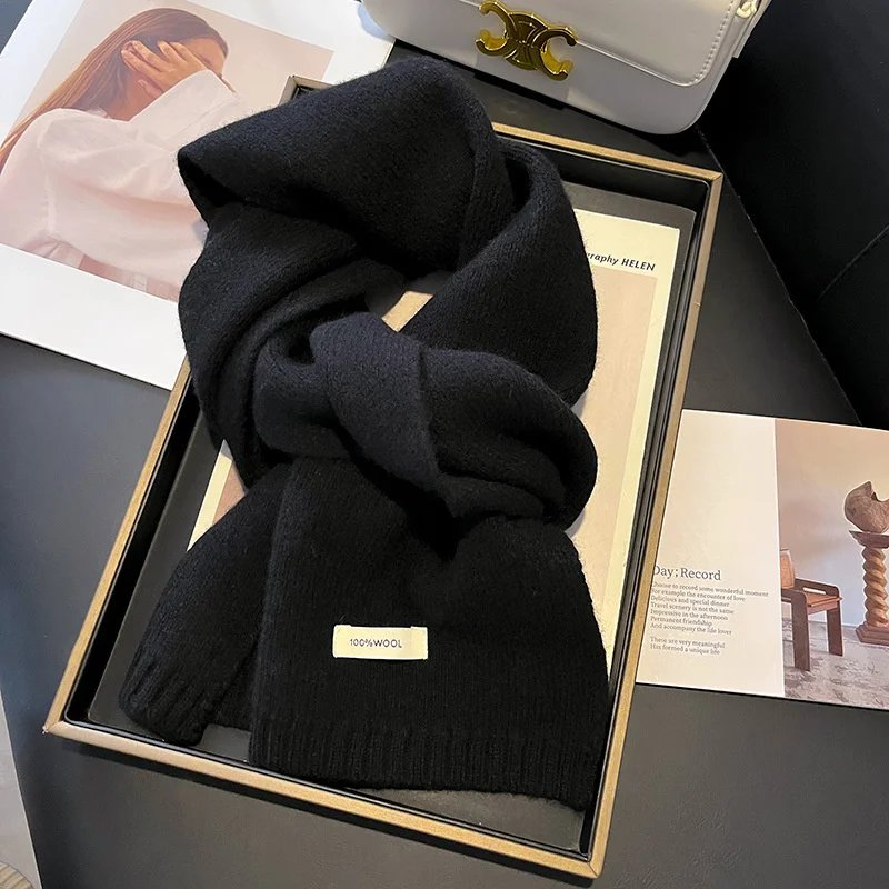 Winter Wool Scarf Women Thickened Solid Color Design 2023