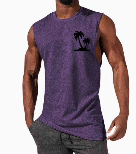 Designer Style Men's Sleeveless Tank Top Coconut Tree Print Muscle Shirt Sports Casual Breathable Cotton Blend Loose Fit Summer Gym Beach S-4XL