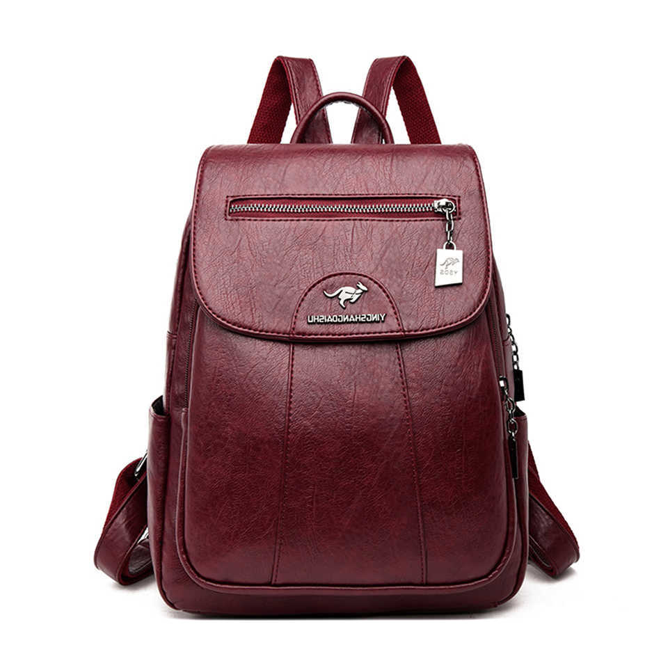 's Women Backpack Backpack Style 2022 New High Quality Soft Leather Leisure Travel Large Capacity School Bags for Teenage Black Mochila H260922