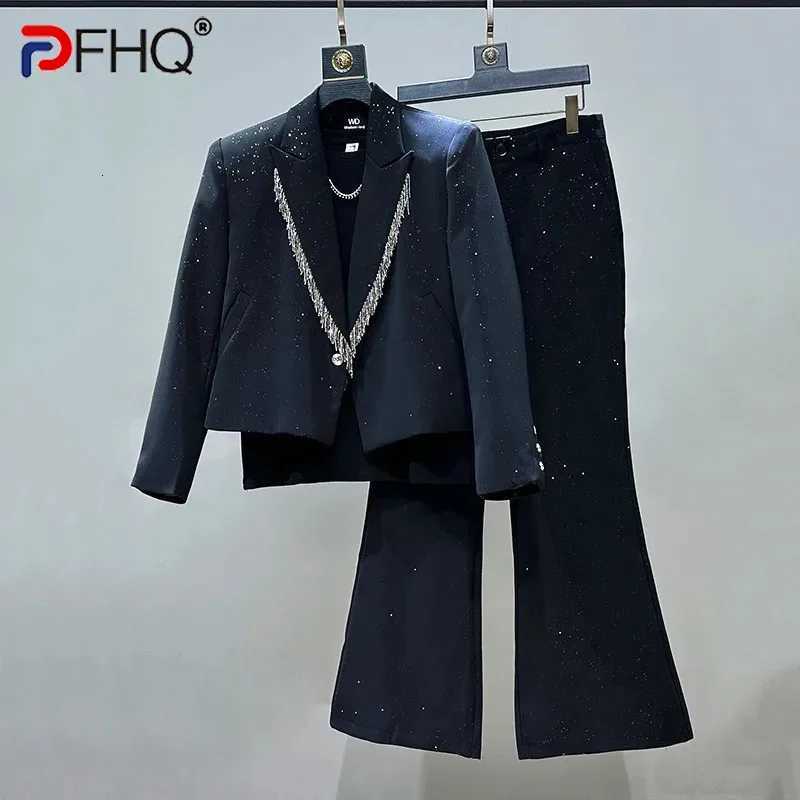 Tracksuits PFHQ Men's Men's Blazer Two-piece Tassel Starry Sky Gold Stamping Design Short Suit Fashion Casual Trousers Handsome Men Sets 2