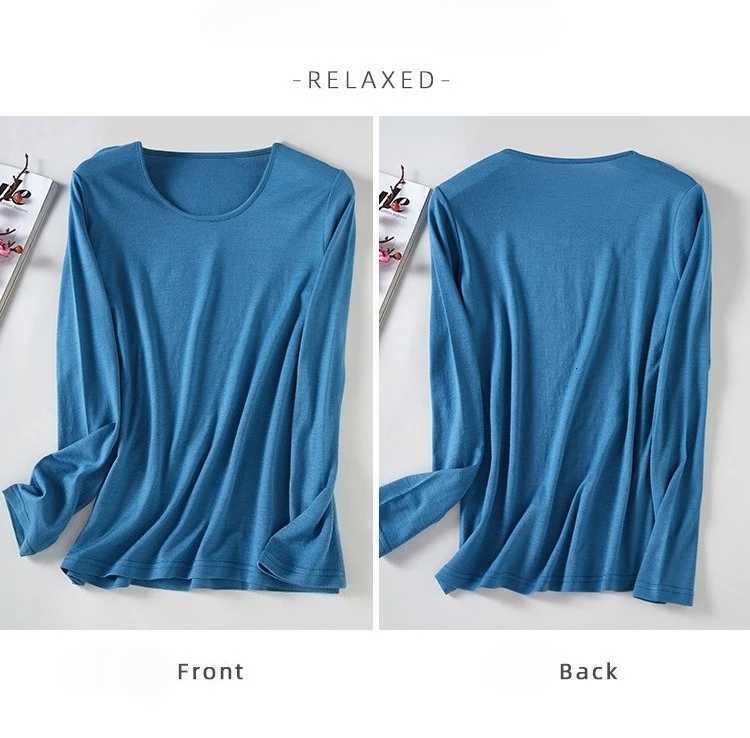 Thermal Underwear Women's Womens 100% Merino Wool Long Sleeve Base Layer Undershirt Ultra Soft Wool Thermal Underwear Shirts Breathable Anti-Od