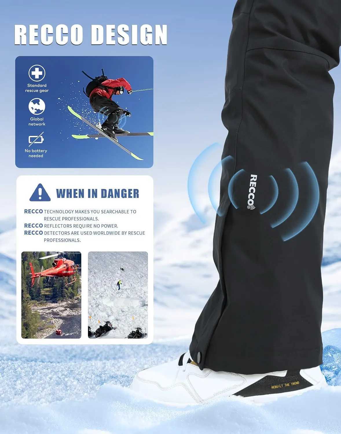Pioneer Camp Women's Snow Pants Ski Bibs Waterproof Insulated Snowboard Overalls Winter Cargo Hiking Pants with Suspenders R260921