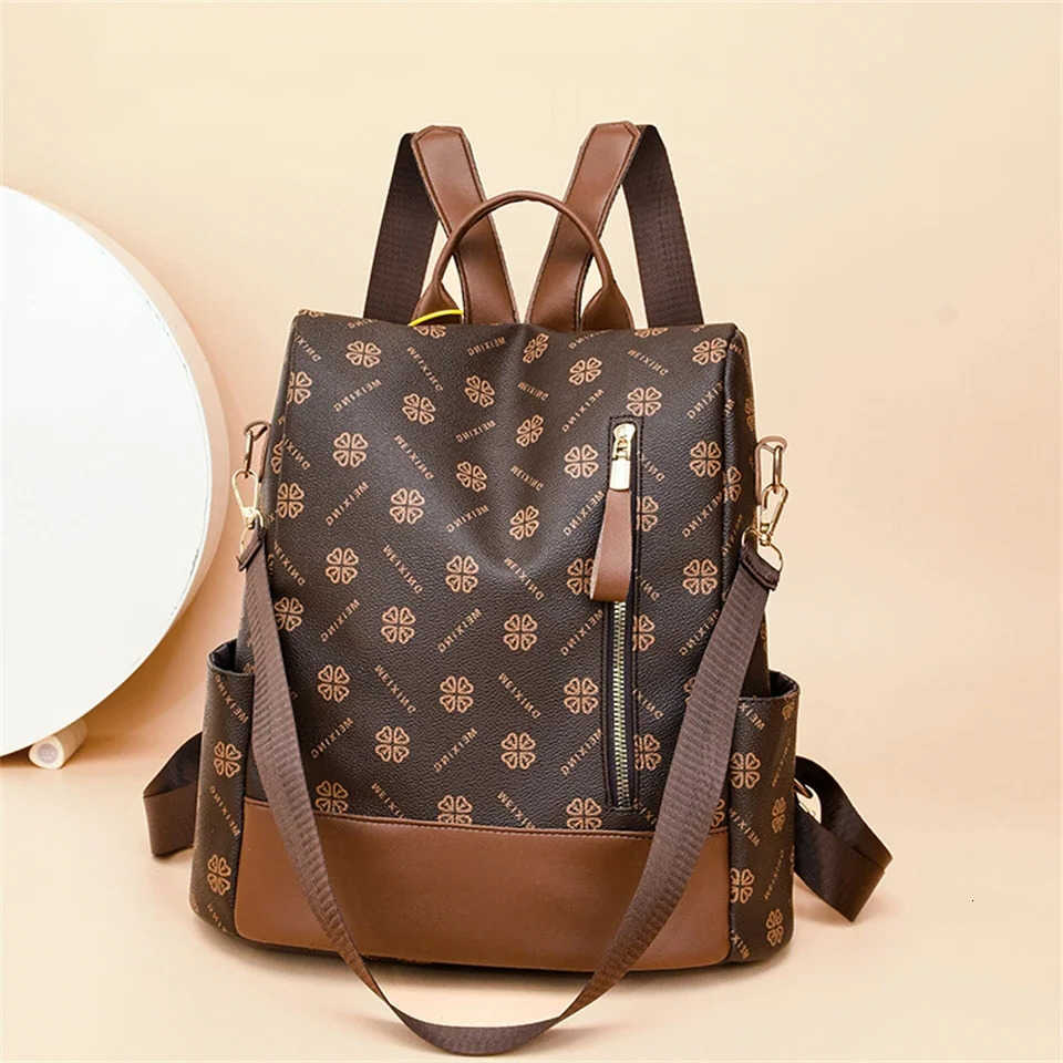 Style New Hot Womens Backpack Backpack Designer High Quality Soft Leather Fashion Print Backpack Large Capacity Shoulder Bags H260922