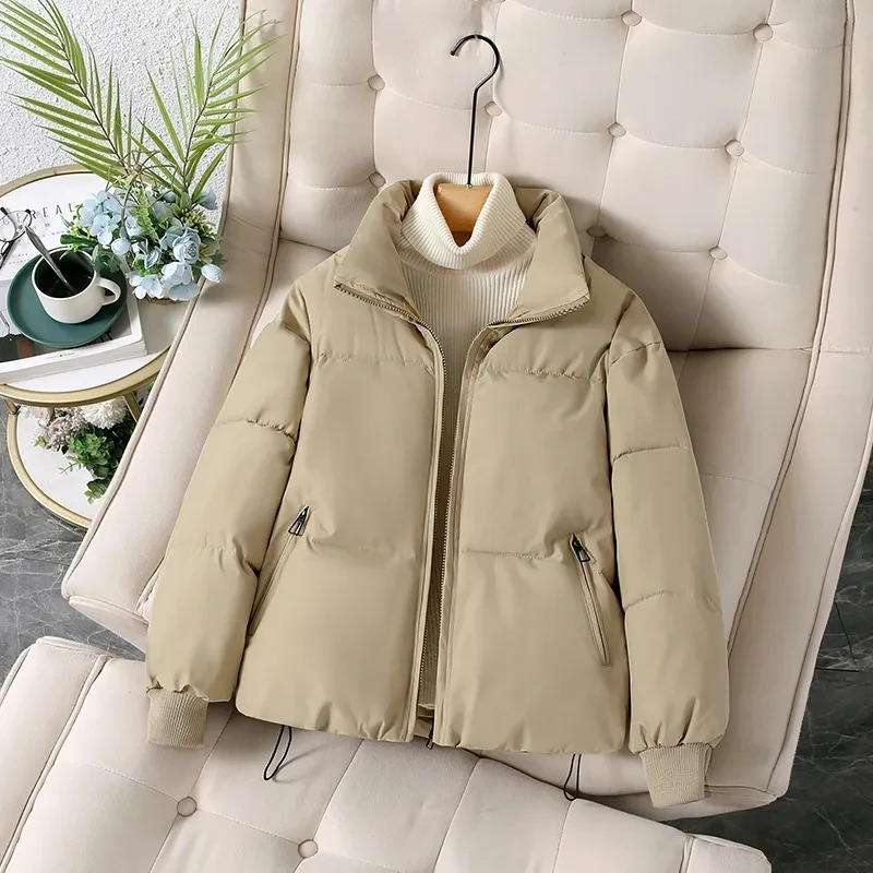 Fashion Student Warm Lightweight Jackets Winter Stand Up Collar Short Down Cotton Padded Jacket Womens Trend Parkas 260921