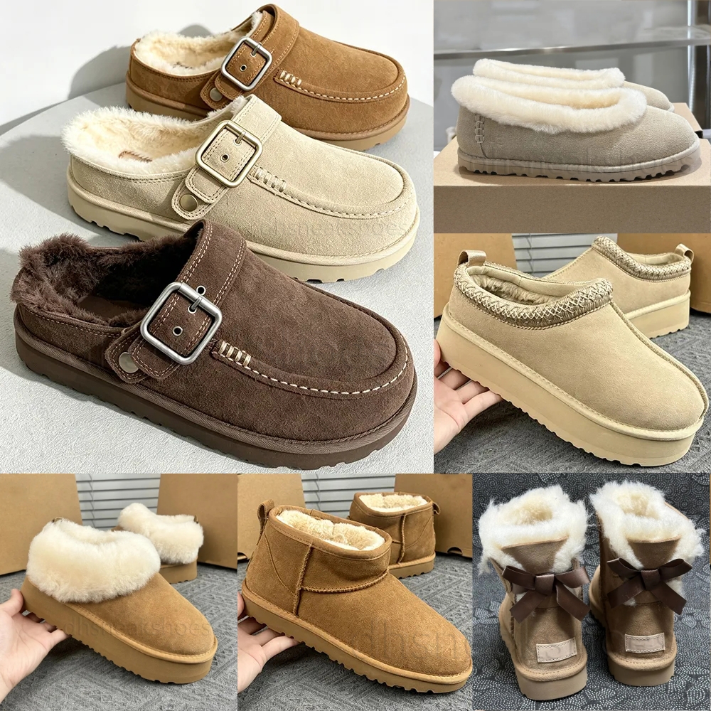 Designer Shoes Goldenstar Evelina Clogs Tasman Tazz Slippers Ultra Mini Bow Boot Platform Winter High Quality Women Sneakers Fur Slides Suede Shoes