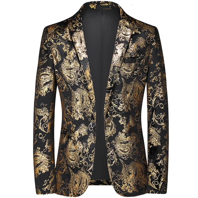 Plus Size 6XL-M Spring y Men Bronzing Print Blazers Slim Wedding Nightclub Party Dress Mens Clothing Suit Jackets 260921