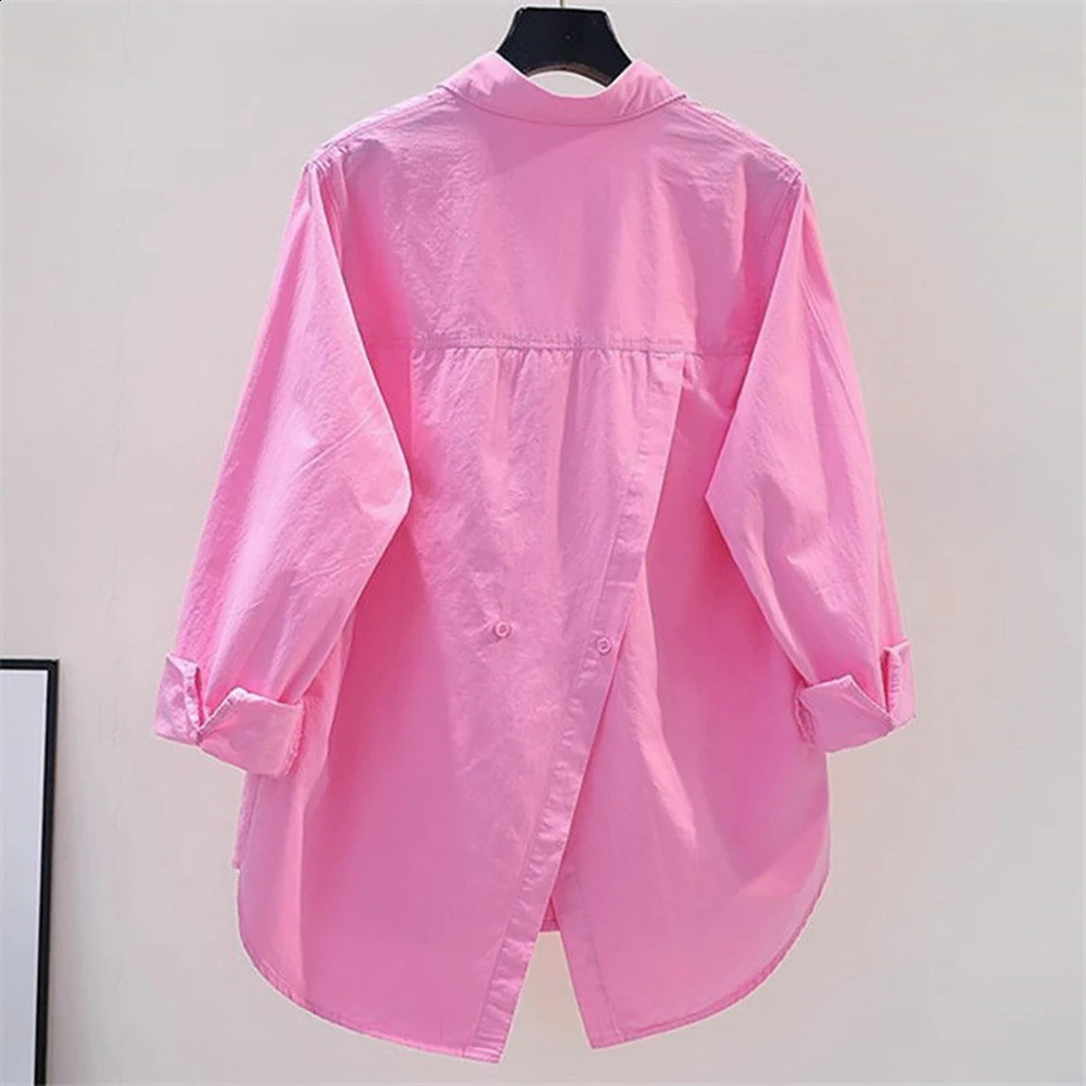 Irregular Office Lady Casual Elegant All-Match Shirt Loose Shirts And Blouses Spring Summer Trend Solid Button Pocket Shirt 260921