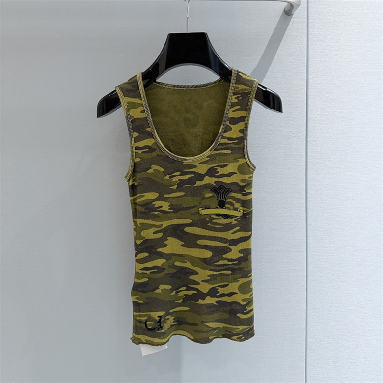 Designer Woman Street Style Vest Camo Print Sleeveless Tank Top Summer Spring Daily Casual Wear
