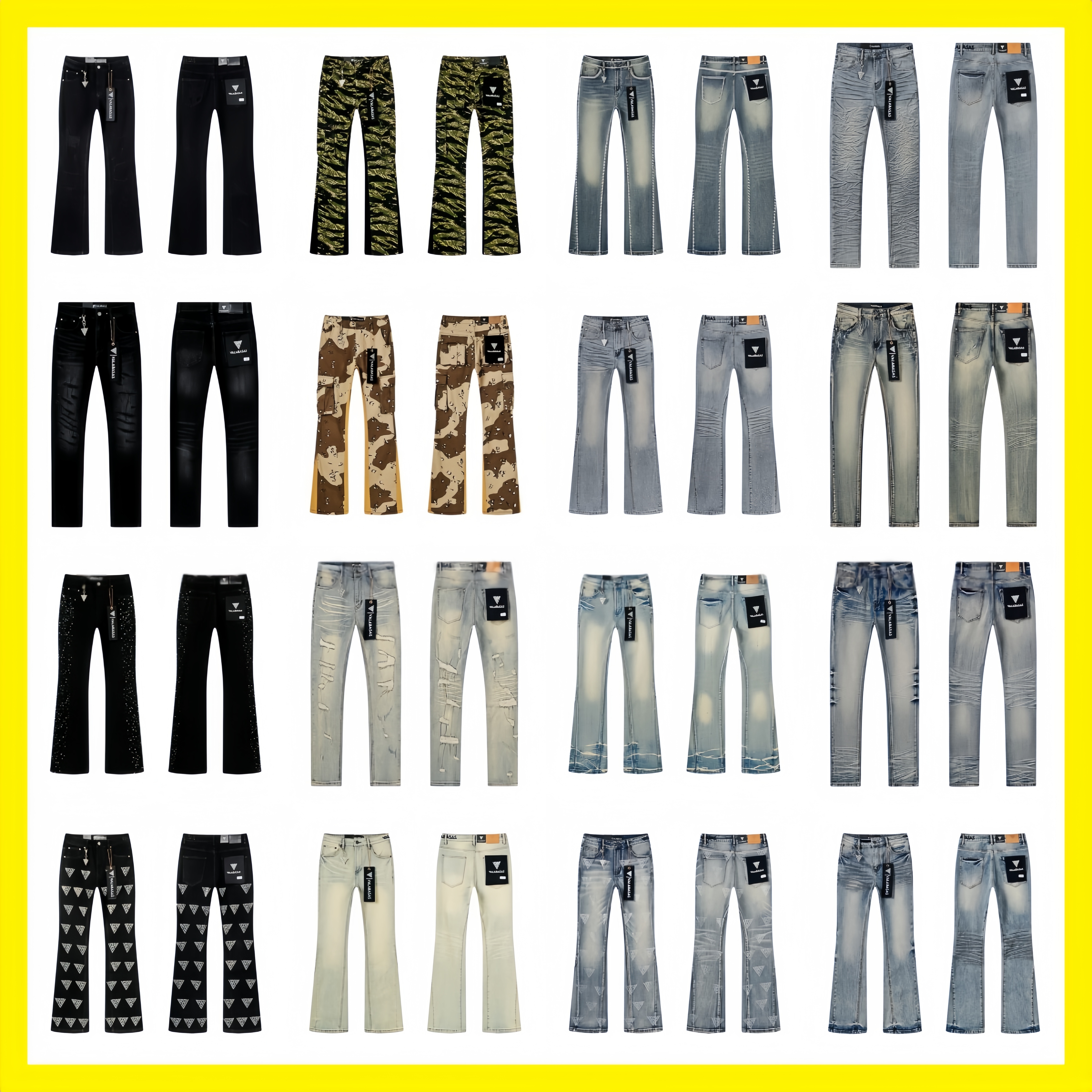 VALABASAS jeans brands baggy jeans for mens designer flared jeans men pants y2k rhinestone Jeans black pantalones hombre skinny slim fit uomo women