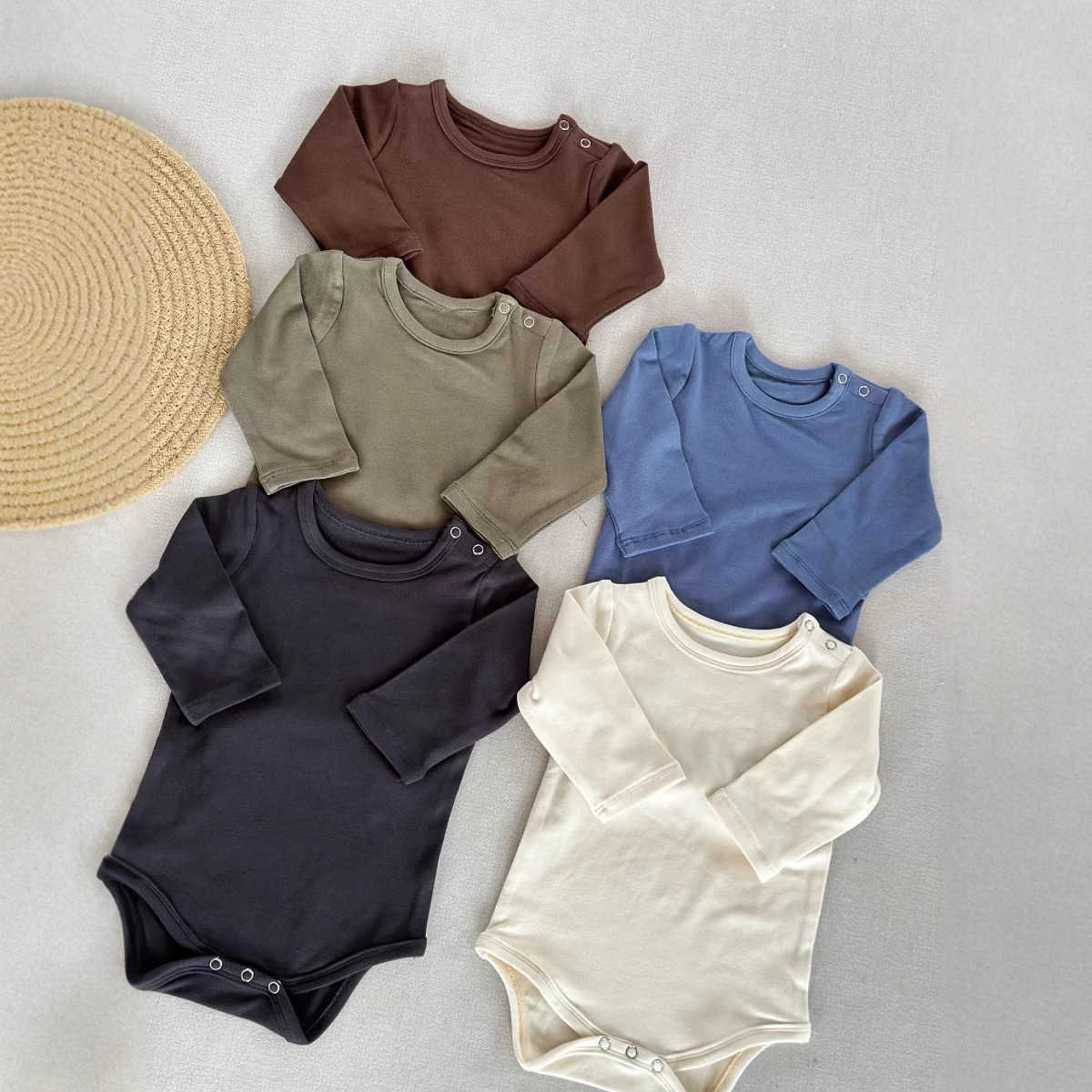 Baby jumpsuit for spring and autumn Class A crawling suit baby spring and autumn triangle romper solid color onesie home wear Q260919
