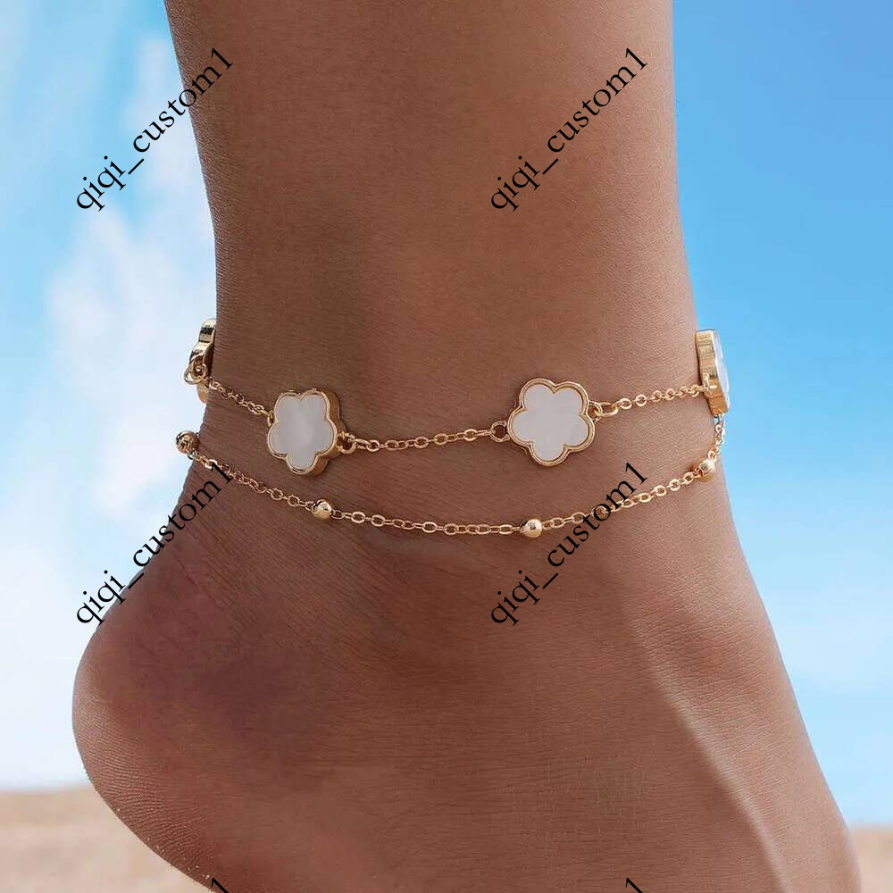 luxury Summer Beach Lucky Clover Flower for Women Fashion New Style Elegant Anklet