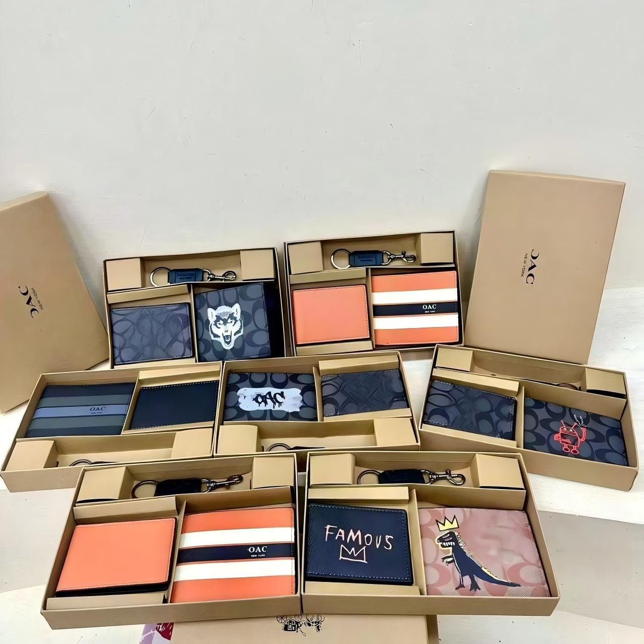 7A Designer Monogram Mini Coin Purse for Women PU Leather Zip Card Holder Keychain Small Change Wallet with Gift Box