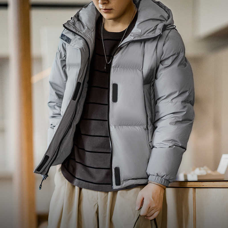 Mens Men's Down Parkas Maden Detachable Sleeve Down Jacket Winter Hooded Puffer Coat 90% Duck Down Short Boxy Urban Outdoor Vest C260922