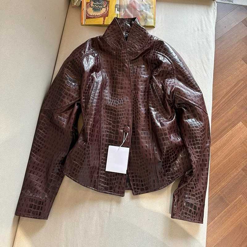 Faux Women's Leather Leather Natural Lambskin Leather Jacket for Women 100% Genuine leather Sheepskin Leather Women Coat Long Sleeves H6009 C26