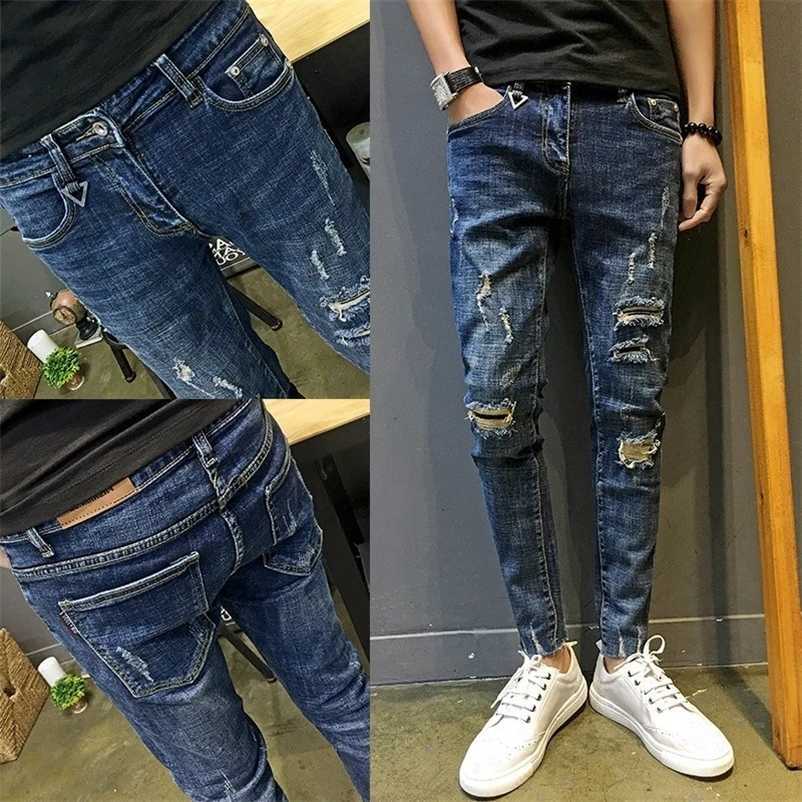 Pants Denim Mens Boys Small Ft Ripped Cropped Thin Mens Social Men Beggar Pencil Pants S260922XTW4