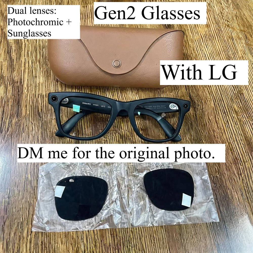 Lunettes intelligentes META Gen2, photochromiques + lunettes de soleil à double objectif, avec appareil photo, avec étui de chargement 1: 1 avec