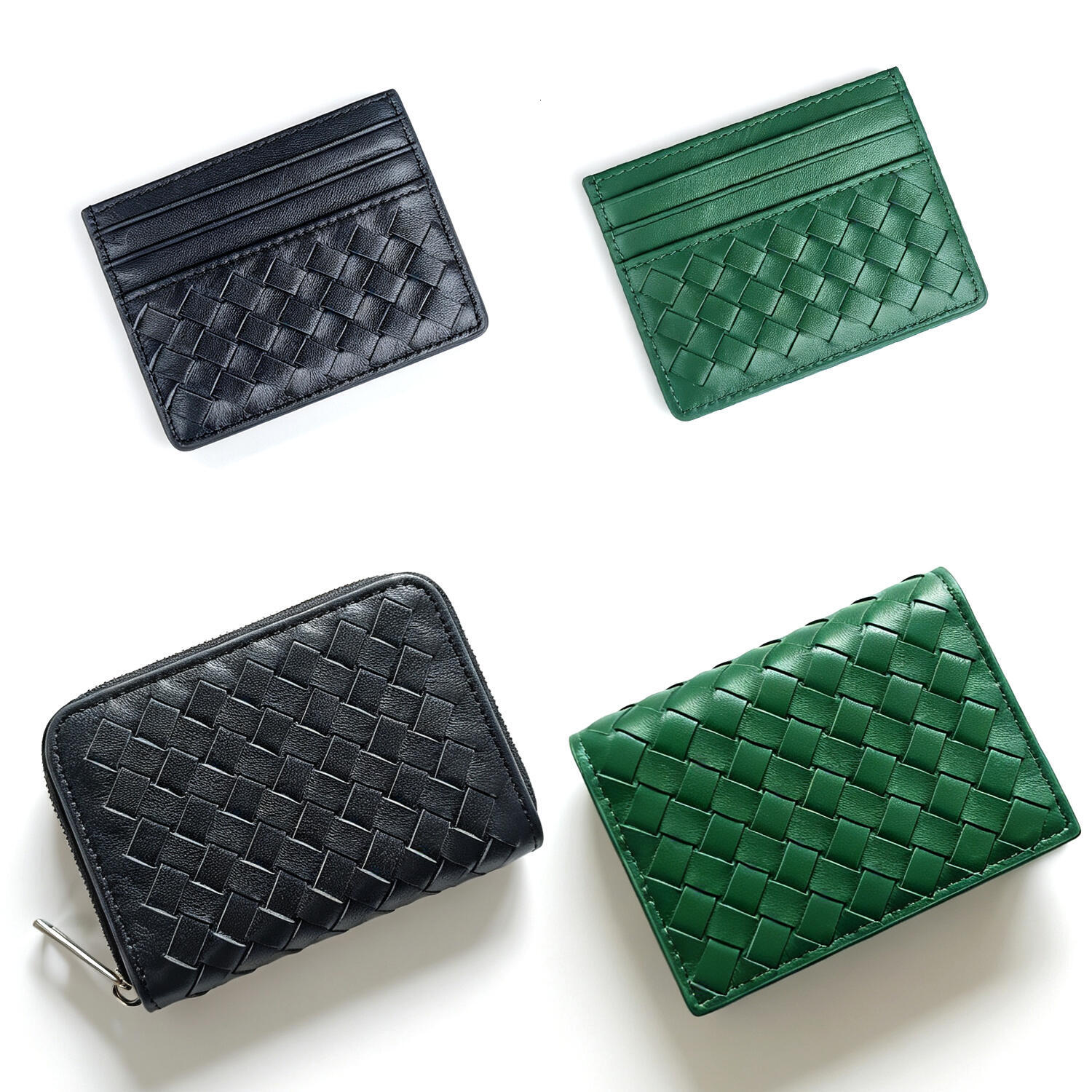 10a High quality Wallet key pouch Fashion Zipper 1 1 Designer Coin Purse green Woven Credit Card Case Leather men women Mini Card Holder luxury blac