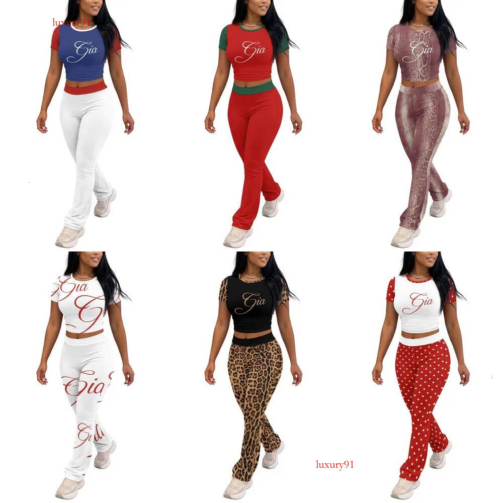 Designer Women's Tracksuit Fashion Gia Letter Print 2 Piece Raglan Sports Yoga Elastic Set Casual Sporty Stretch Suit I Am Gia Low Waist Yoga S