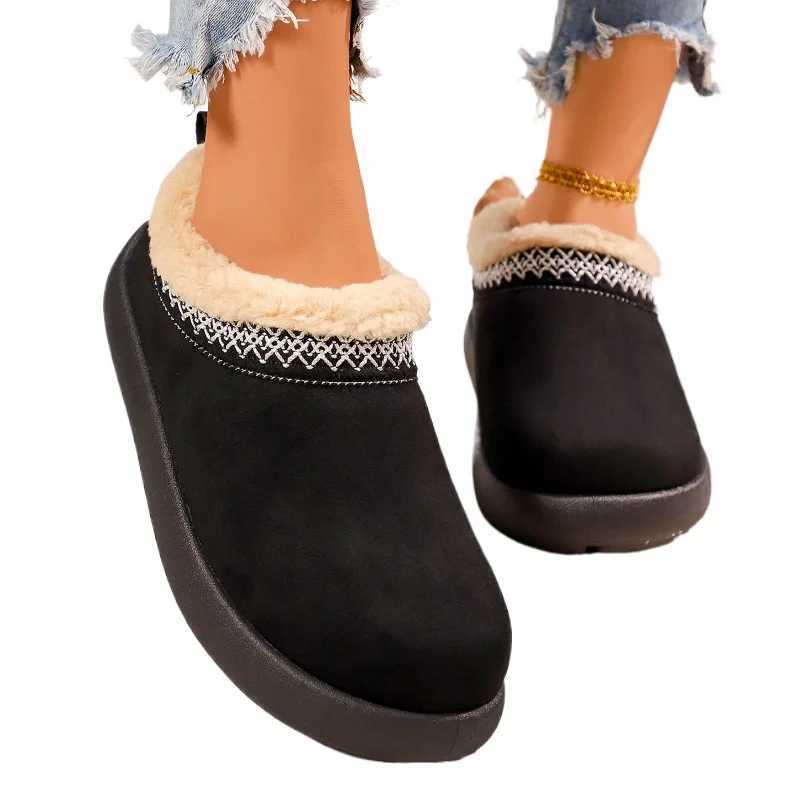 2026 New Winter Fashion Warm Women's Snow Boots with Thick Soles Plush Women's Cotton Shoes Lazy Cotton Slippers Plus Size 36-41 T260922