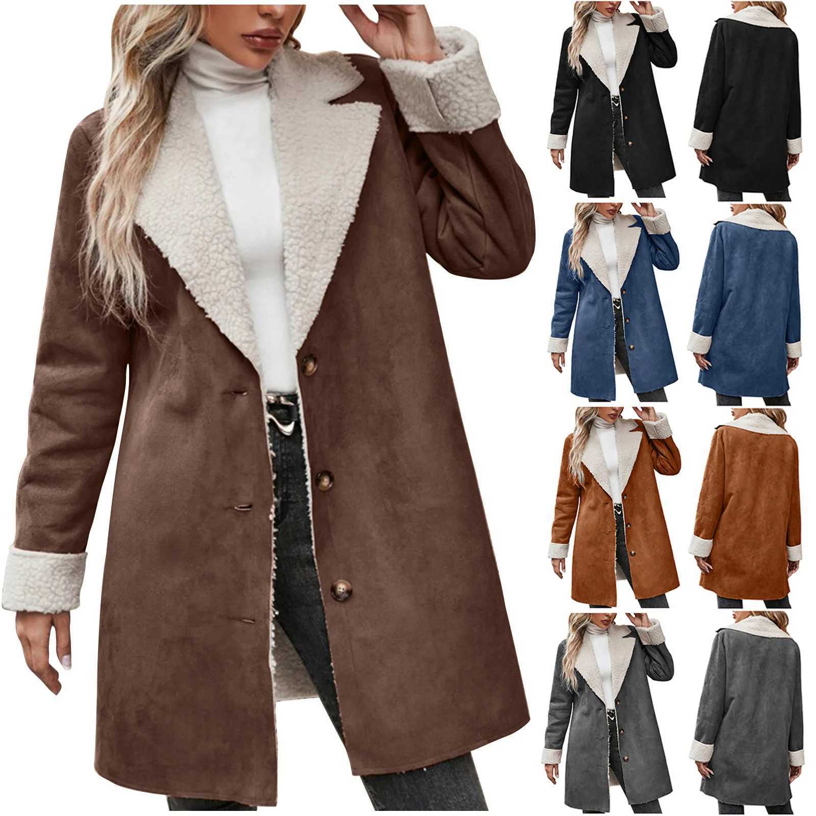 Women's Jackets GL 2026 Womens Winter Coats Plus Size Fleece Lined Jackets 2024 Suede Coats Warm Notch Lapel Outerwear Coats Sweatshirt Tops C2