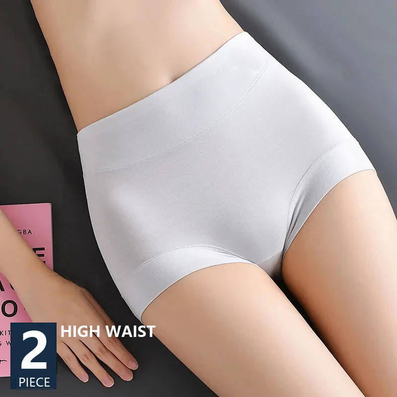 2Pcs/Set High Waist Underwear Women Cotton Panties Breathable Body Slimming Lady Briefs Seamless Soft Underpants Female Lingerie 260922