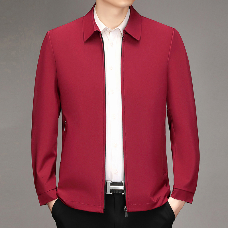 New Men's Solid-Colour Casual Jacket Mature Gentleman's Lapel Design Business-Chic Practicality Zip-Front Fashionable Outerwear J260922