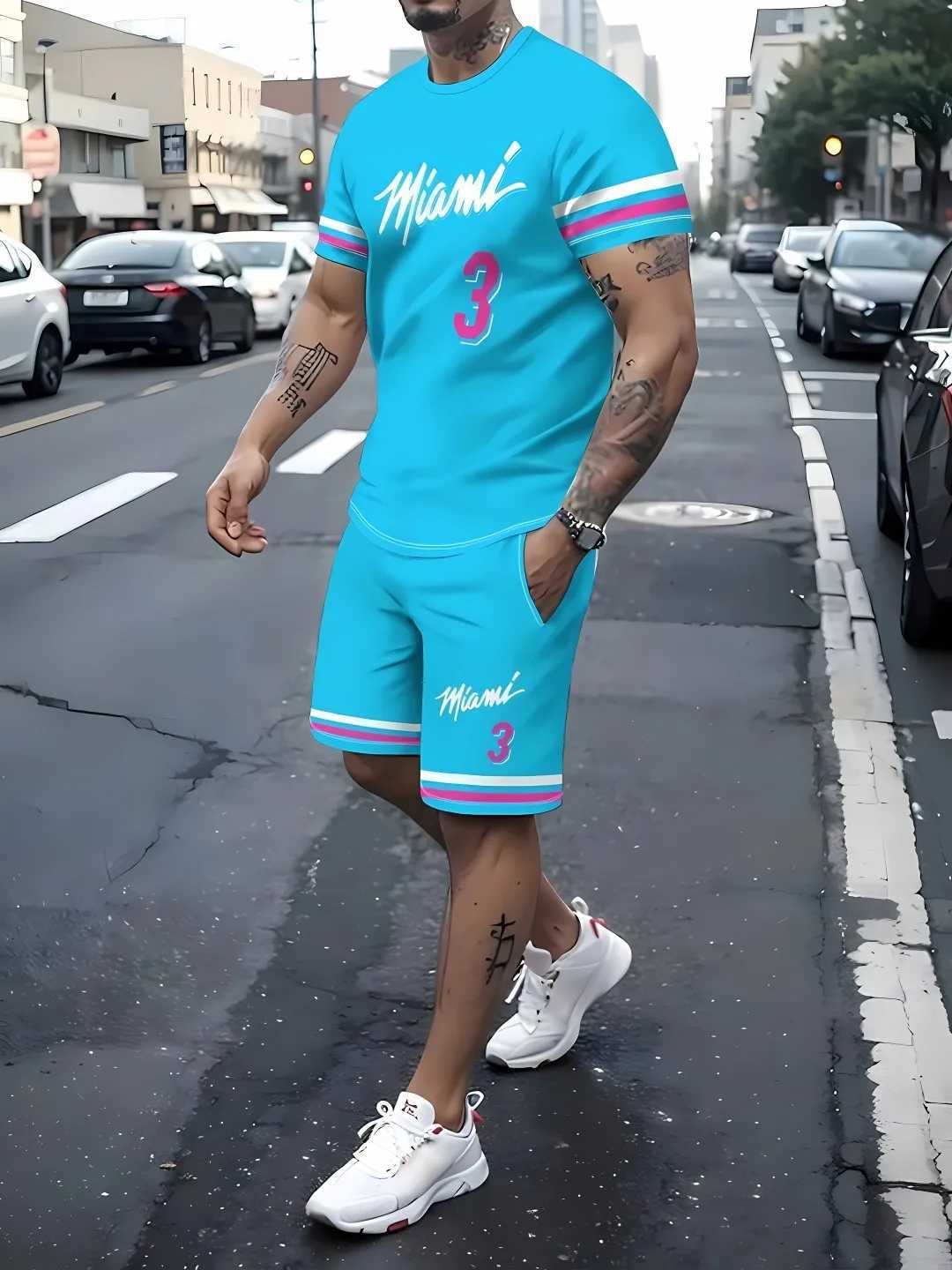 2025 Men's men's Tracksuits summer new casual breathable short sleeved T-shirt shorts set casual sports set two-piece set J260921