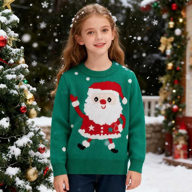 Sweatshirts Christmas Pullover Winter 2025 Boy Girl Print Knit Sweater Pullover Cotton Clothes Autumn Kids Slouchy Soft Clothing Knitwear C260921