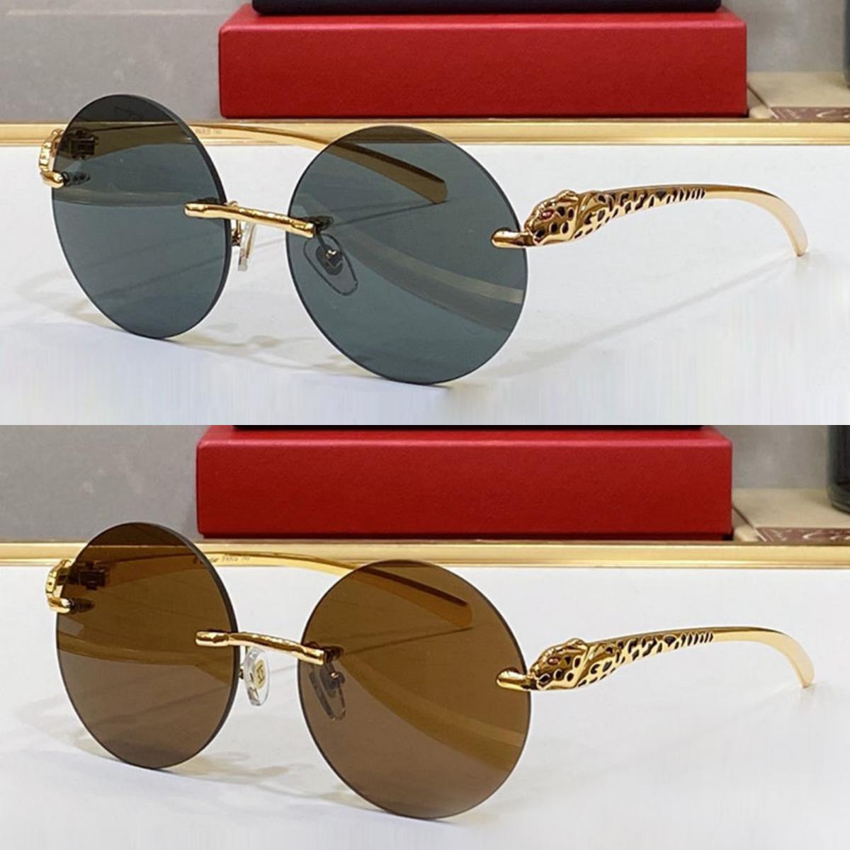 Round Fashion Transparent Sunglasses for Women Mens Unique Rimless C-shades Lastest Metal Frames Sun glasses Personality Luxury Brand Sports Eyeglas