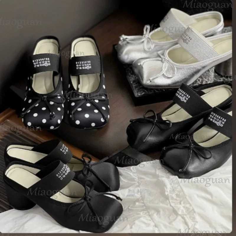 7CM Square Heels Women's Shoes 2026 Spring Summer New Retro Block Heeedl Baotou Mary Jane Slide Slippers Ballet Style Footwear Q260922