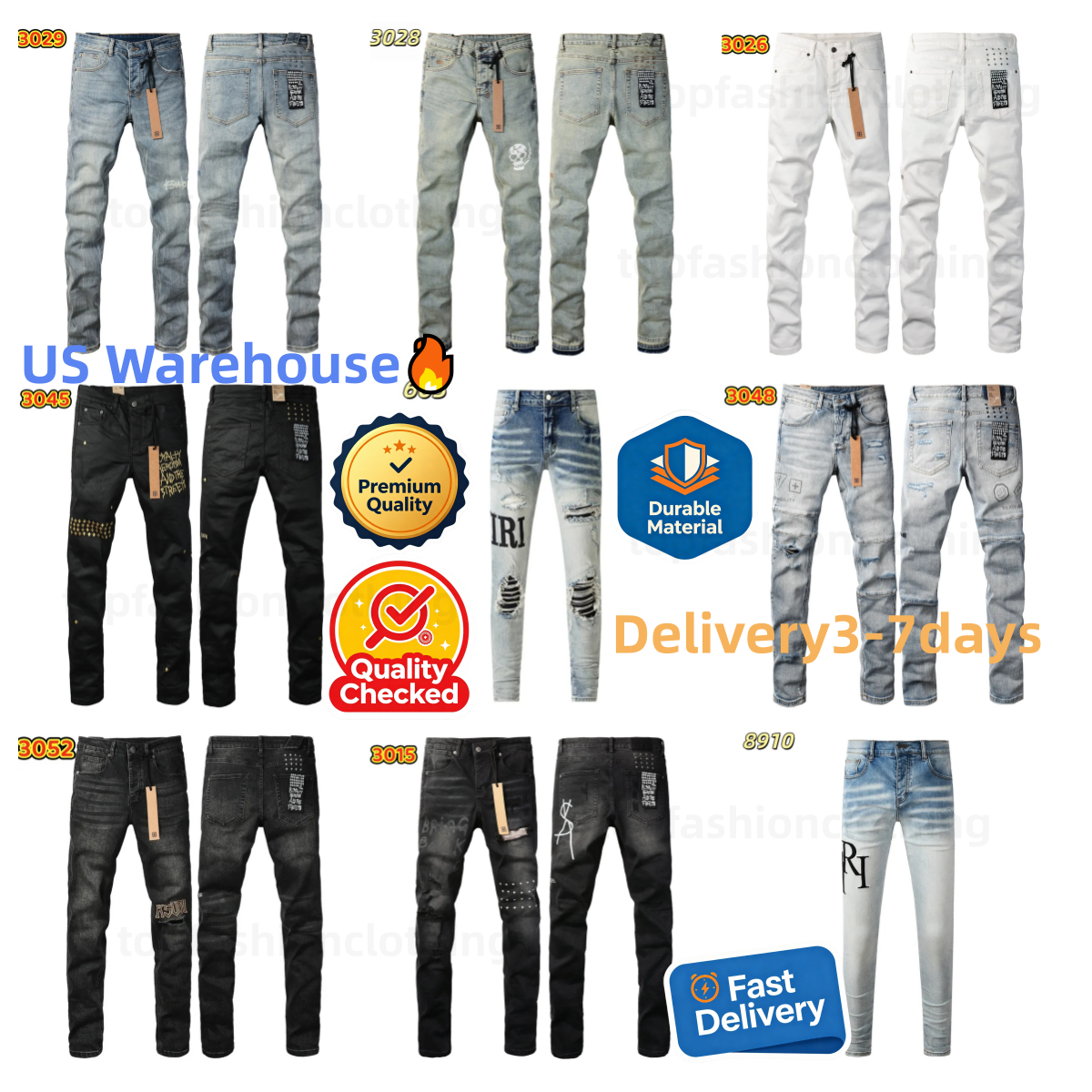 High Quality hip hop skinny Streetwear Trousers for Men and Women designer jeans men's slim jeans Handmade Distressed Ripped Denim jeans Cotton