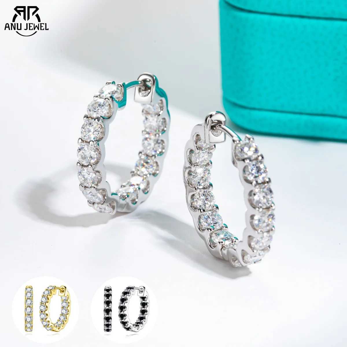 Stud AnuJewel 3mm 2.6cttw D Color Moissanites Hoop Earrings 925 Sterling Silver Luxury Huggie Earring for Women Jewelry X260921