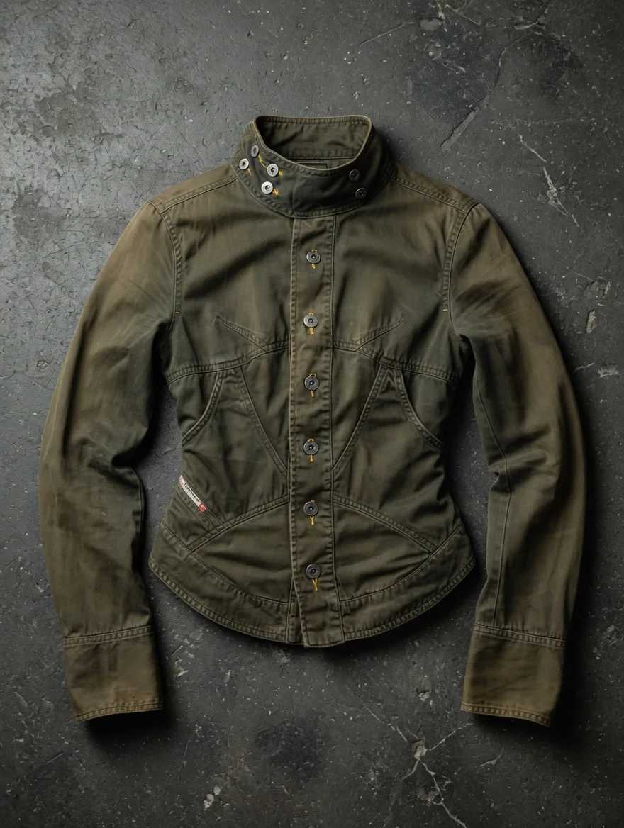 Women's Jackets Y2K American Retro Motorcycle Coat Gothic Military Green Jacket Lace Up Design Casual Harajuku Stand Collar Zipper Denim Jacket