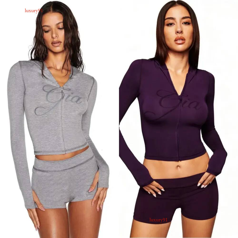 Designer I Am Gia Set Women Tracksuit High Street Letter Printing Slim Fit 2 Piece Set Woman Vintage Sexy Zip Up Long Sleeve Tops Pants Yoga Sportsw