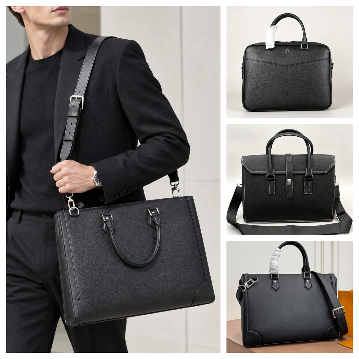 Luxury Men Designer Genuine Leather Briefcase Large Laptop bag Top Handle Business Satchel Bag Large Capacity Document Briefcases Fashion Commuter H