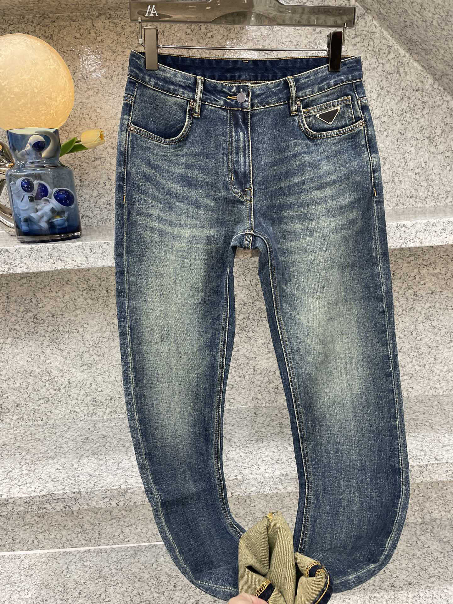 and Autumn winter new comfortable cotton blend material blue pencil pants mens S260922QTFF