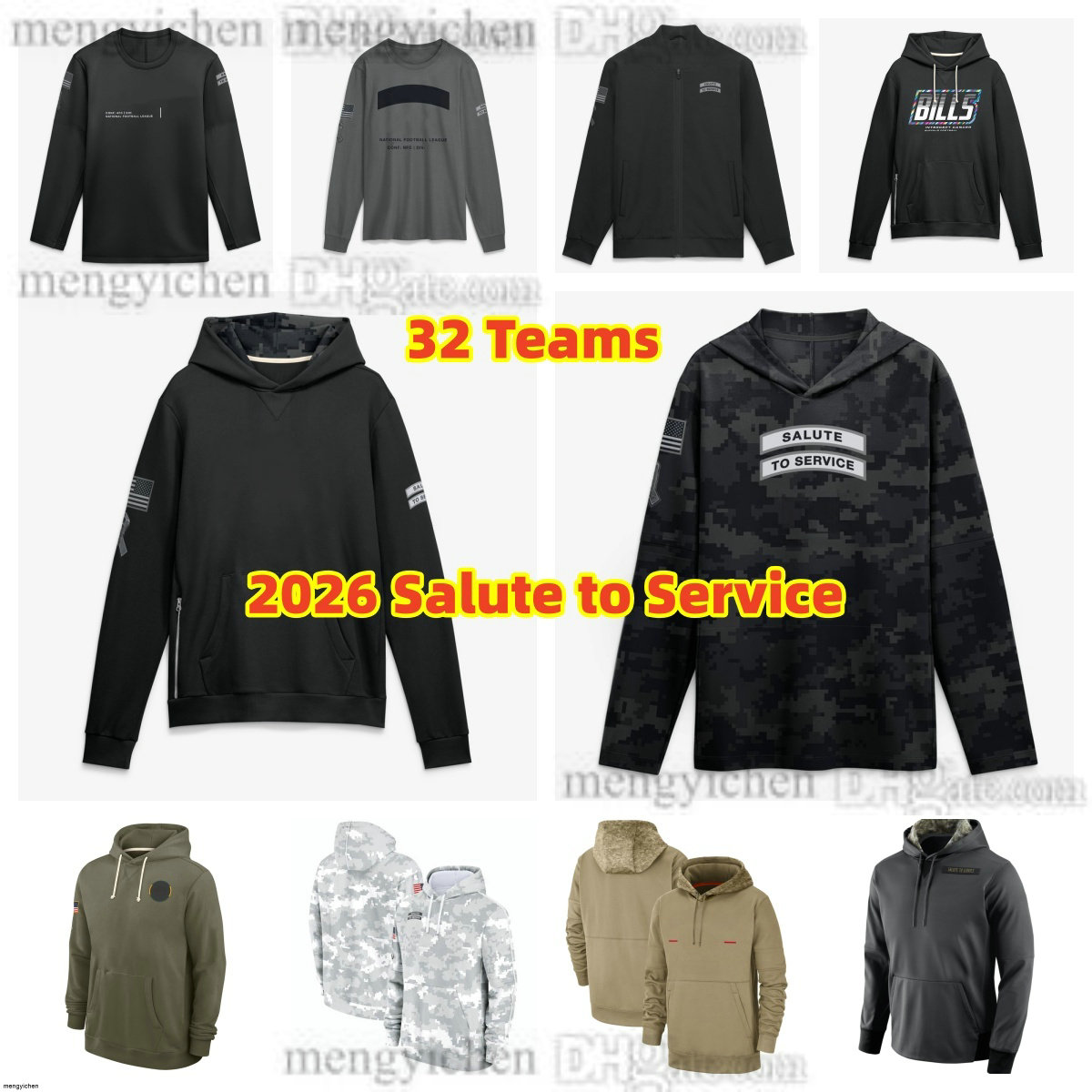Men S-4XL Black 2026 Salute to Service Hoodie Football Jerseys 2020 2021 2022 2023 2024 2025 Pullover Hoodies Long Sleeve Hooded Sweatshirts Jackets