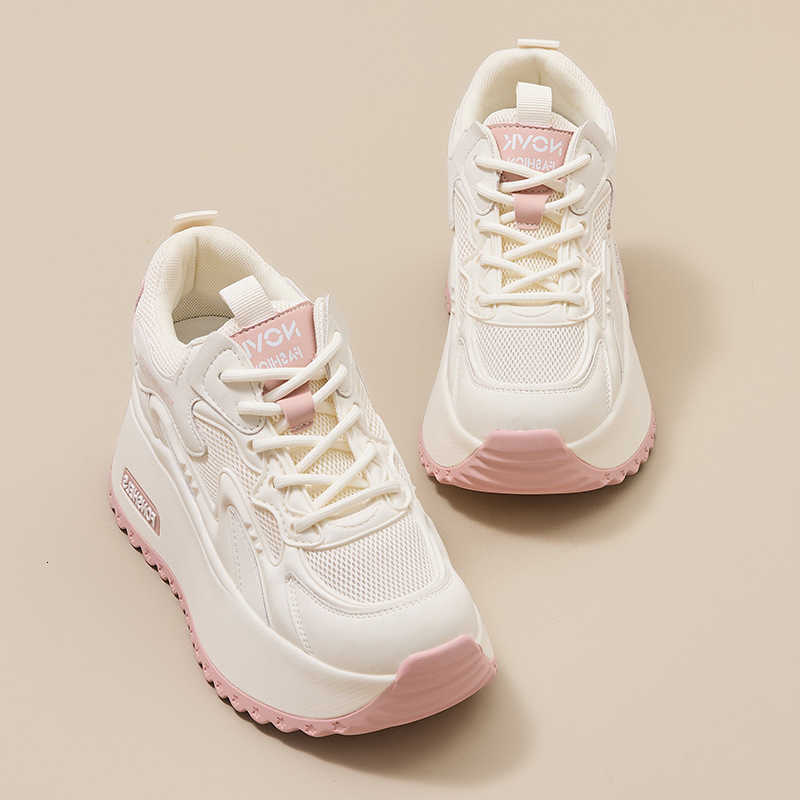 Spring 2025 Casual New Shoes Heightening Breathable Mesh Women Shoes Platform Leather Womens Casual Shoes fashion Versatile Platform Sneakers D26092