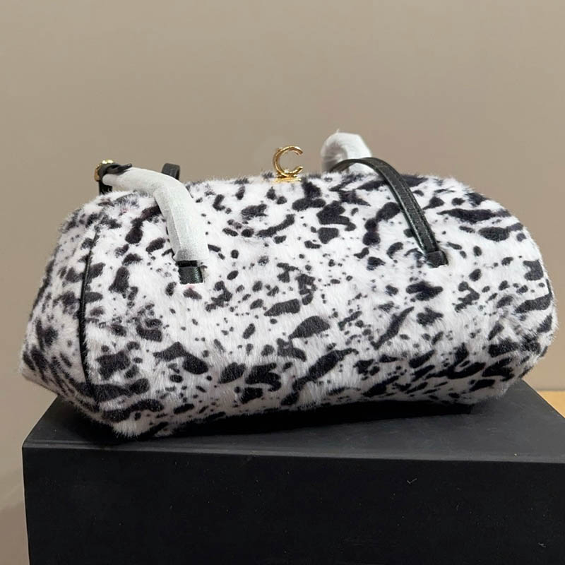 Fluffy Polka Dot Underarm Evening Makeup Bag Designer Womens Shoulder Bags Genuine Leather Crocodile Print Leopard Pattern Gold Hardware Metal Lock