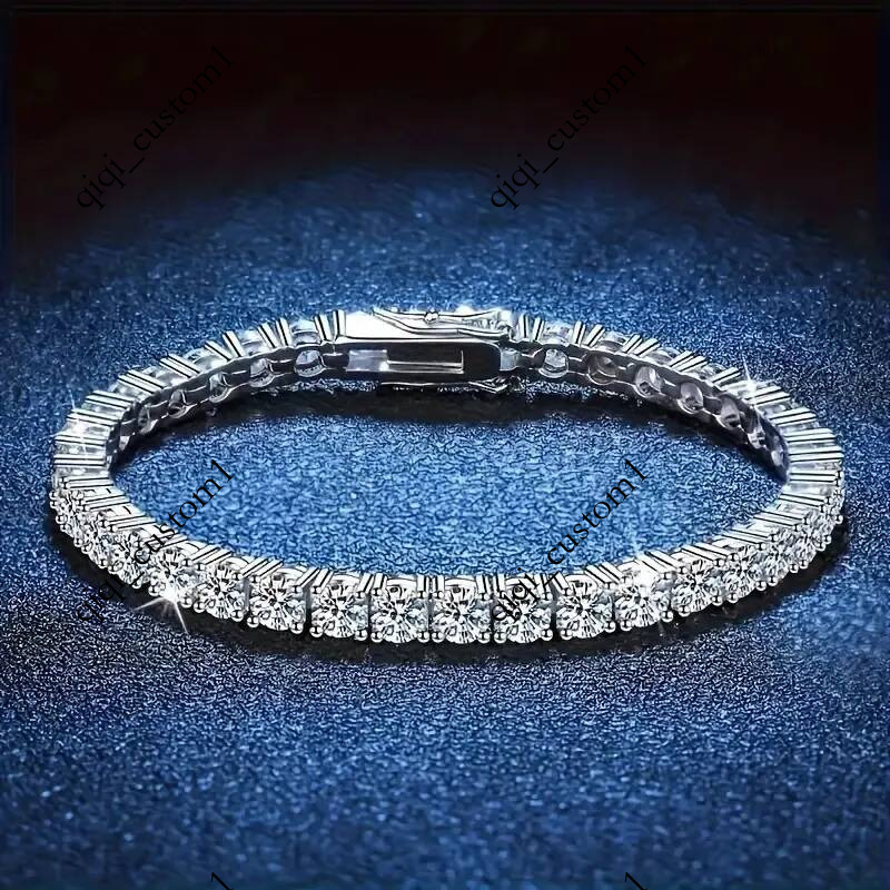Luxury Brand Designer Jewelry And American Popular Bracelet Unisex Accessories S925 Plated Full Diamond Super Shiny Tennis Chain Design European